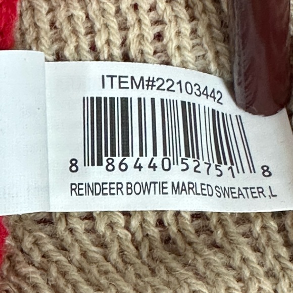 REINDEER BOWTIE Marbled Knit Sweater Dog Size Large - Picture 4 of 7